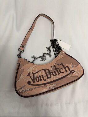 Von Dutch Tan Pink Camo Shoulder Bag